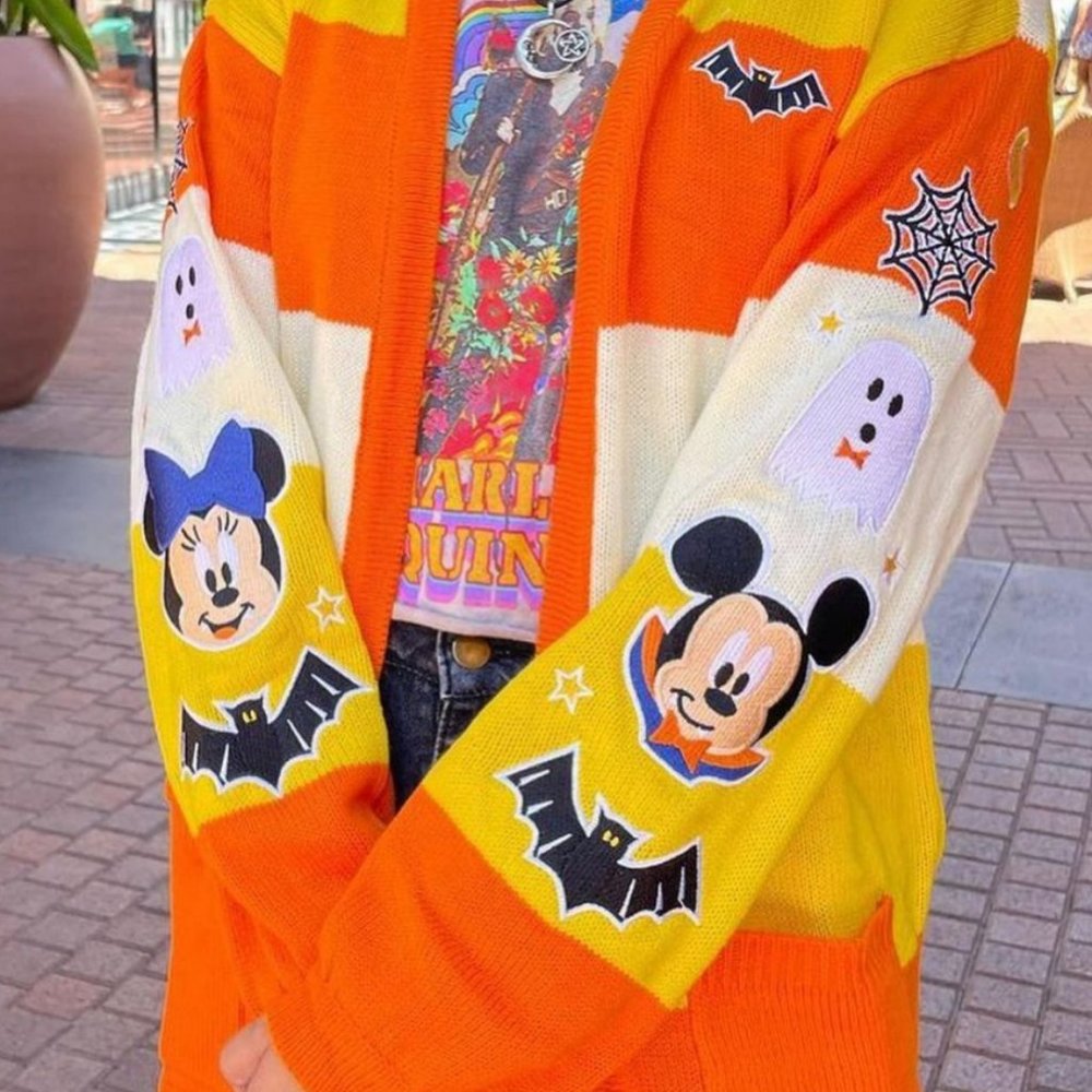 Her Universe Disney Mickey Mouse Halloween Candy Corn Stripe Cardigan